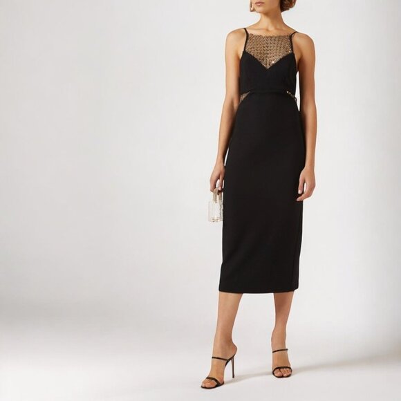 NWT Elliatt Catherine Diamante Midi Dress Black